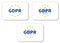 GDPR white rectangular sticker set with the EU flag, the padlock icon and paragraph marks.
