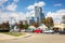 Gdynia, Poland - June 8, 2019: Modern architecture of Sea Towers skyscraper in Gdynia. Sea Towers is the tallest building at