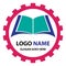 Gear book mechanical teaching education industry company factory business logo vector. progress work and innovation concept design