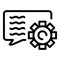 Gear chat icon outline vector. Speach election