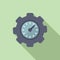 Gear cog time duration icon flat vector. Clock plan