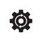 Gear cogwheel with arrows - black vector icon on white background for website, mobile application, presentation, infographic. SEO