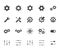 Gear, cogwheel flat icons set. App settings button, slider, wrench tool, fix concept minimal silhouette vector