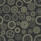 Gear cogwheels dark background. Vector seamless pattern