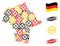 Gear Composition Mazovia Province Map in German Flag Colors and Grunge Seals