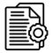 Gear document system icon outline vector. Transcribe assistant