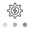 Gear, Energy, Solar, Power Bold and thin black line icon set