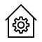 Gear house vector thin line icon