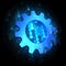 Gear Icon on Dark Digital Background.