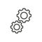 Gear icon vector. Outline progress, line gear symbol.