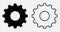 Gear icons. Black gear wheel icons. Gear setting vector icon set. Isolated black gears mechanism and cogwheel. Vector illustration