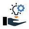 gear, idea, bulb, hand, creative idea on hand icon