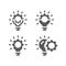 Gear and lightbulb black vector icon set