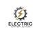 Gear Lightning Electric Logo With Lighting Bolt