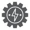 Gear with lightning glyph icon, ecology and energy