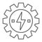Gear with lightning thin line icon, ecology energy