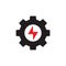 Gear with lightning - web icon design. Power energy sign. Vector illustration.