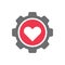 Gear love logo icon design template elements, heart and cogwheel symbol