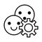 Gear machine work with emojis faces line style icon