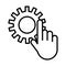 Gear machine work with hand indexing line style icon