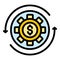 Gear money estimator icon color outline vector