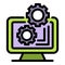 Gear monitor engineer icon color outline vector