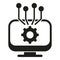 Gear monitor realization icon simple vector. Vision of business