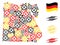Gear Mosaic Egypt Map in German Flag Colors and Grunge Stamps