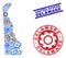 Gear Mosaic Vector Delaware State Map and Grunge Stamps