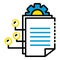 Gear office document icon, outline style