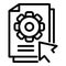 Gear online help icon, outline style