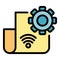 Gear paper remote access icon color outline vector