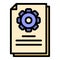 Gear service paper icon color outline vector