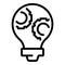 Gear smart lightbulb icon, outline style