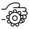 Gear social care icon outline vector. Worker help