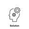 Gear, solution, head icon. Element of creative thinkin icon witn name. Thin line icon for website design and development, app