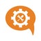 Gear, technical help, technical support icon. Gear, technical help, technical support icon. Orange color vector graphics