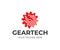 Gear technology logo design. Cogwheel with circuit lines vector design