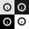 Gear and test tube icon on black, white and transparent background. Chemical industry concept. Cogwheel and flask sign