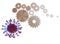 Gear virus coronavirus businness market restart star agiain - 3d rendering