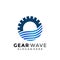 Gear Water Wave Logo Icon Design. Creative simple logos designs Vector illustration template