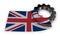 Gear wheel and flag of the united Kingdom of Great Britain and Northern Ireland