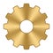 Gear wheel. Gold metal cog wheel. Industrial icon. Gear setting vector icon. Vector illustration