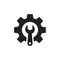 Gear with wrench - black icon on white background vector illustration for website, mobile application, presentation, infographic.