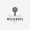 Gear Wrench Spanner Piston Vintage Logo. Minimalist Illustration of Mechanical Garage Shop Vector. Design of Piston Automotive