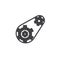 Gears with belt vector icon