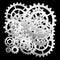 Gears From Clock Works Over Black Background