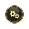 Gears icon on the black with gold round button