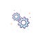 Gears icon, thin line flat design concept. Mechanism of cooperation and teamwork. Vector illustration