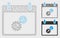 Gears Integration Calendar Day Vector Mesh Network Model and Triangle Mosaic Icon